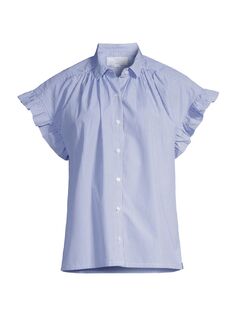Хлопковая рубашка Marianna в полоску с пуговицами спереди Birds of Paradis, синий