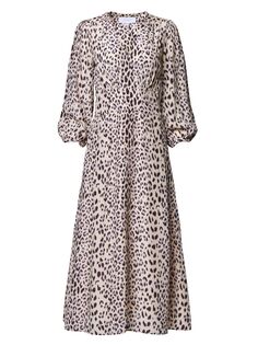 Шелковое платье-миди с леопардовым принтом Equipment, кремовый