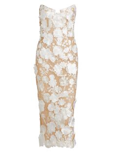 Платье миди без бретелек с цветочным принтом Jasmine 3D Bronx and Banco, белый
