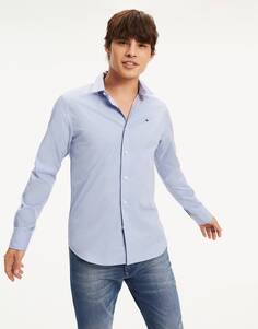 Синяя эластичная рубашка узкого кроя Tommy Jeans
