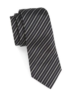Шелковый жаккардовый галстук с геометрическим рисунком Emporio Armani, черный