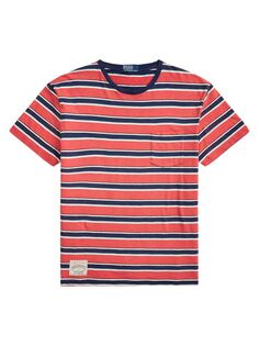 Полосатая футболка из хлопкового марлевого джерси Polo Ralph Lauren, красный