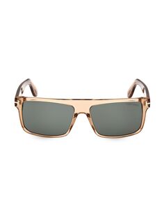 Прямоугольные пластиковые солнцезащитные очки 60 мм Tom Ford, бежевый