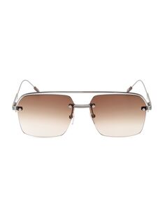 Прямоугольные солнцезащитные очки 59 мм ZEGNA, коричневый