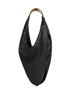 Кожаная сумка Foulard Intrecciato с верхней ручкой Bottega Veneta, черный