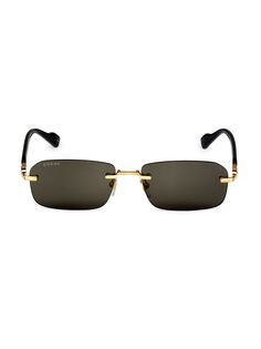 Прямоугольные солнцезащитные очки Gucci 125th Street без оправы 56 мм Gucci, золотой