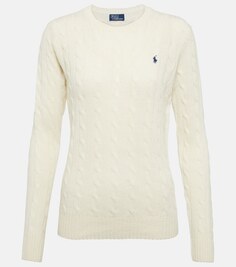 Свитер косой вязки из кашемира и шерсти POLO RALPH LAUREN, белый