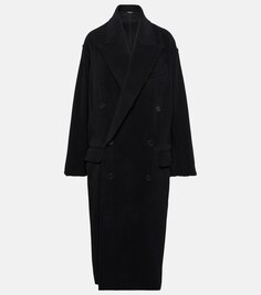 Двубортное пальто из кашемира и шерсти BALENCIAGA, черный