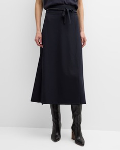 Фланелевая юбка-миди трапециевидной формы с бисером Peserico