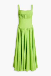 Платье миди со сборками и клоке EMILIA WICKSTEAD, зеленый
