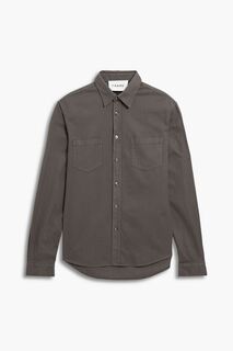 Рубашка из хлопка и смеси тенселя с вышивкой FRAME, серый