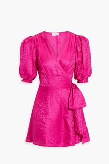 Платье мини с запахом Anna из атласа и жаккарда RONNY KOBO, розовый