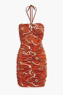 Платье мини из джерси с принтом Nella и сборками RONNY KOBO, оранжевый