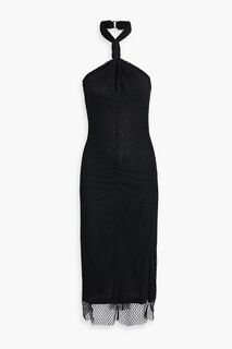 Платье миди с вырезом халтер и перекрученной сеткой HELMUT LANG, черный