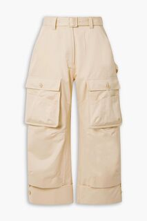 Укороченные брюки карго прямого кроя из хлопкового твила с поясом SIMONE ROCHA, кремовый