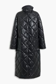 Стеганое пальто из искусственной кожи Sage STAND STUDIO, черный