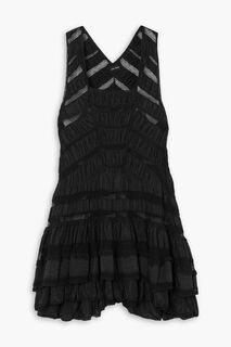 Ярусное платье мини из шелковой вуали Cencia, связанное крючком, с кружевной отделкой ISABEL MARANT, черный