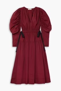 Платье миди Althea из хлопкового поплина со сборками ULLA JOHNSON, бордовый