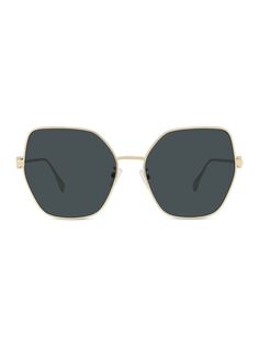 Солнцезащитные очки Baguette 59MM с геометрическим рисунком Fendi, золотой