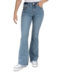 Расклешенные джинсы с высокой посадкой и двумя пуговицами для юниоров с потертым краем Indigo Rein