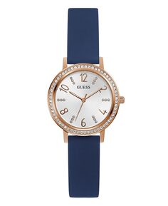 Женские аналоговые синие силиконовые часы 32 мм GUESS, синий