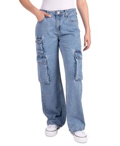 Юниорские хлопковые джинсы-карго с высокой посадкой и плиссированной юбкой Indigo Rein