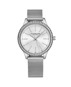 Женские часы Legacy, серебристая нержавеющая сталь, серебристый циферблат, круглые часы 41 мм Stuhrling