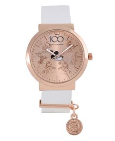 Женские аналоговые белые часы из искусственной кожи в честь 100-летия Disney, 32 мм Accutime, белый