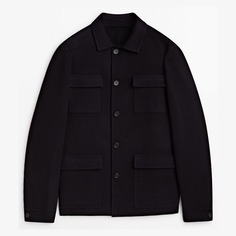 Куртка-рубашка Massimo Dutti Wool With Pockets, темно-синий