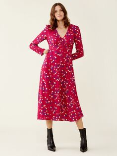 Платье миди Finery Elizara с цветочным принтом в стиле ампир, розовый/мульти