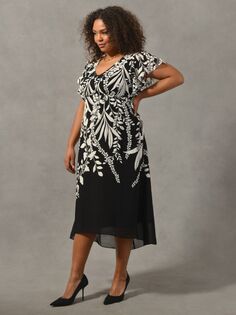 Платье миди Live Unlimited Curve Placement, черный/кремовый
