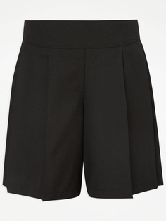 Черные плиссированные школьные шорты для девочек George., черный