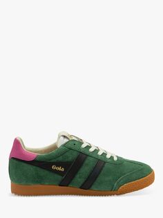 Замшевые кроссовки на шнуровке Gola Classics Elan, зеленый/черный/фуксия