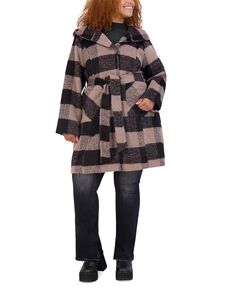 Женское модное пальто больших размеров с капюшоном и поясом Steve Madden
