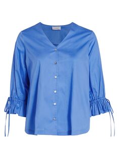 Рубашка Moana с рукавами поэта Harshman, Plus Size, синий