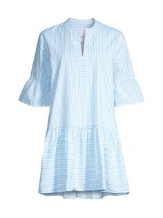 Полосатое мини-платье Maritime с оборками на рукавах Addison Bay, синий
