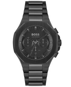Мужские конические кварцевые модные часы с хронографом из черной стали с ионным покрытием, 45 мм BOSS