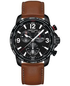 Мужские швейцарские часы с хронографом DS Podium, коричневый кожаный ремешок, 44 мм Certina