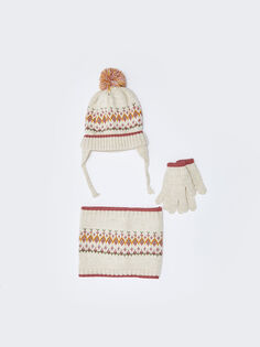 Шарф, шапочка и перчатки с узором для девочки, набор из 3 предметов LCW
