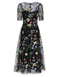 Платье миди Illusion с цветочной вышивкой Teri Jon by Rickie Freeman, черный