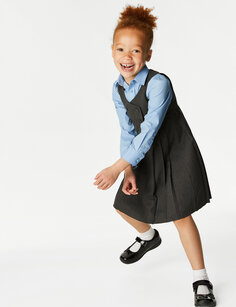 Школьный сарафан со складками для девочек (2–12 лет) Marks &amp; Spencer, серый