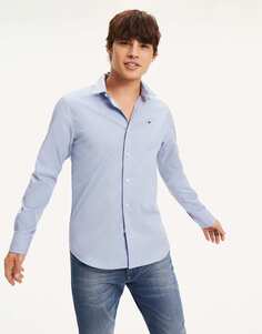 Синяя узкая эластичная рубашка Tommy Jeans