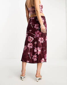 Комбинированная юбка-труба Motel Midaxi с акварельным ягодным цветком