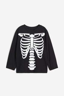 Футболка с длинным рукавом H&amp;M Skeleton, черный/белый H&M