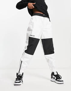 Бело-черные спортивные брюки с манжетами Polo Ralph Lauren