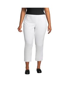 Школьная форма, женские укороченные брюки-чинос больших размеров со средней посадкой Lands&apos; End, белый