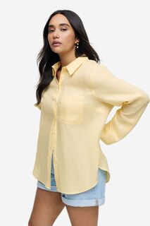 Льняная рубашка H&amp;M, светло-желтого H&M