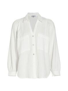 Текстурированная хлопковая рубашка Lauren с пуговицами спереди Rails, белый