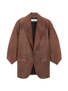 Куртка оверсайз из кожи ягненка Saint Laurent, коричневый