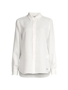 Льняная рубашка на пуговицах Werner Flax Weekend Max Mara, белый